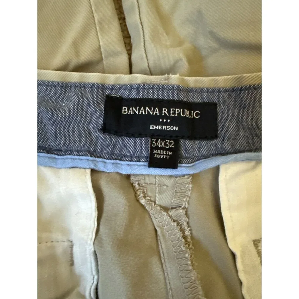Banana Republic Emerson Men’s Chino Pants 34x32 Khaki 100% Cotton